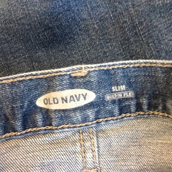 OLD NAVY Men's 33 X 32 Slim Built-in-Flex Denim Blue Jeans Med Wash Distressed - Picture 5 of 7